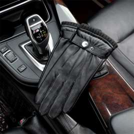 Touch screen texting men's leather gloves driver windproof and warm NAN2