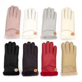 Wool one pure hand-stitched sheepskin gloves Black red gray pink YT4