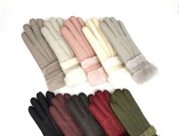 Sheepskin wool gloves pure hand-sewn Merino gloves Pink red black gray YT3