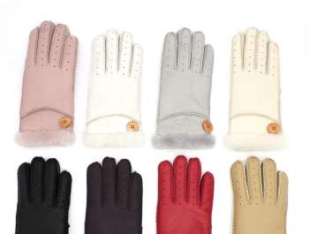 Wool one pure hand-stitched sheepskin gloves Black red gray pink YT4