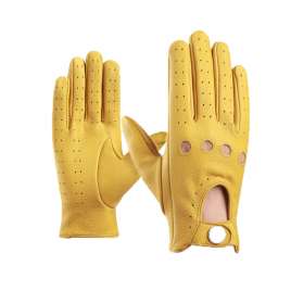 Yellow motorcycle gloves without lining goat leather gloves NAN77