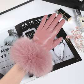 Birthday Gift Sheepskin Gloves Women's Purple Touchscreen Gloves MK04