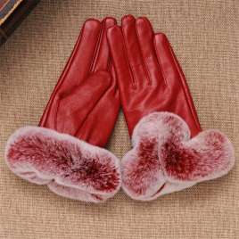 High end birthday gift sheepskin gloves women's touch screen red gloves MK06