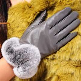 Birthday Gift Sheepskin Gloves for Women Brown Lightweight Gloves MK06