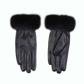 High quality mink fur gloves, cold and windproof driving gloves, black MK53