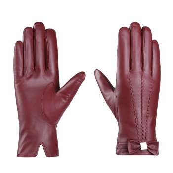 Red high-quality sheepskin gloves for women, rabbit fur inner gloves NS274