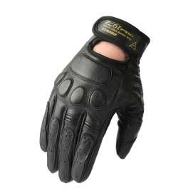 Customized yellow and black cowhide combat motorcycle gloves NAN165