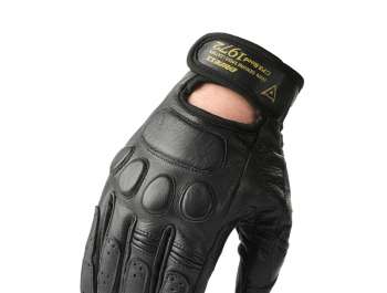 Customized yellow and black cowhide combat motorcycle gloves NAN165