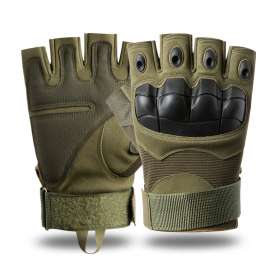 Half cut tactical gloves, camouflage green sand combat gloves BAN28