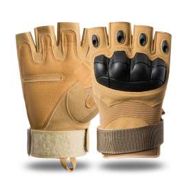 Half cut tactical gloves, sand colored combat gloves BAN28